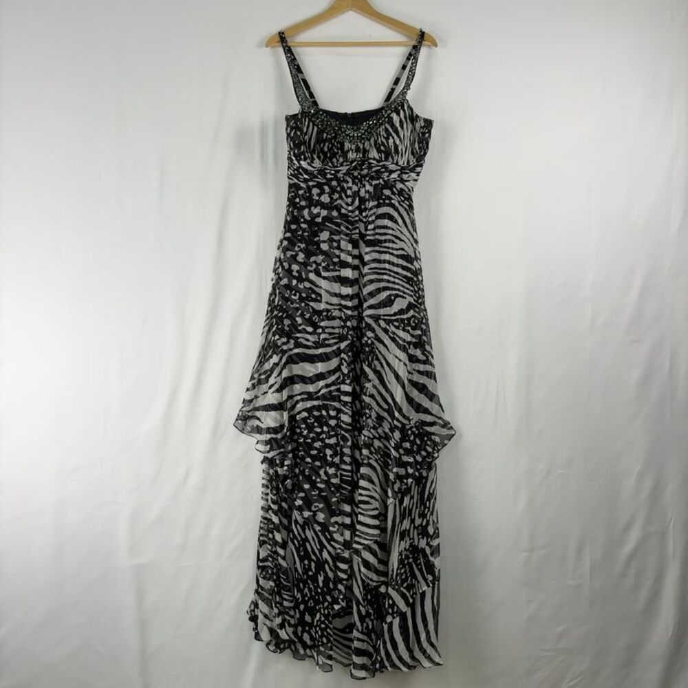 Rickie Freeman for Teri Jon Teri Jon Black White Silk Gown - Picture 1 of 4